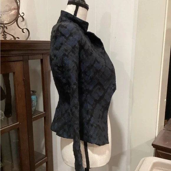 Versace Collection Black Blazer with Tailored Fit and Textured Fabric